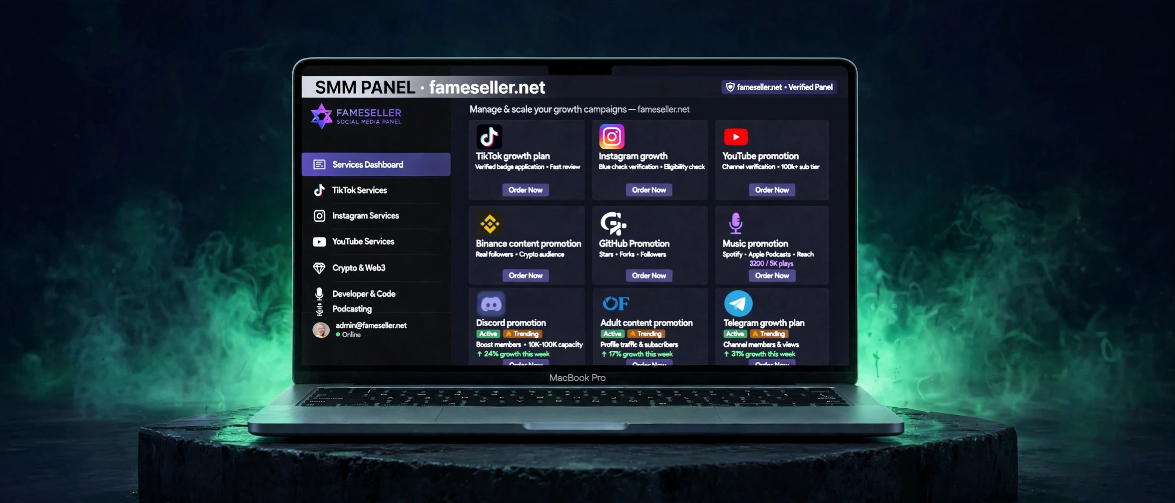 Fameseller.net SMM Panel Dashboard